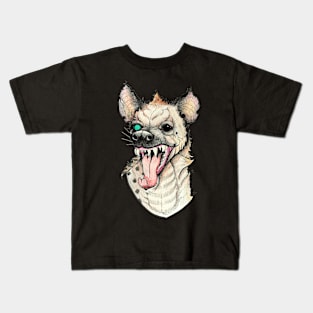 Hyena Traditional Tattoo Hand Drawn Pen & Pencil Demonic Animal Design Kids T-Shirt